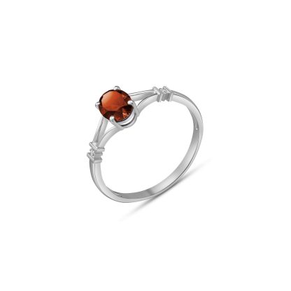 Garnet & Diamond Elegant Allure Ring in 9ct White Gold