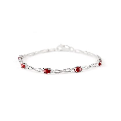 Garnet & Diamond Evert Tennis Bracelet in 9ct White Gold