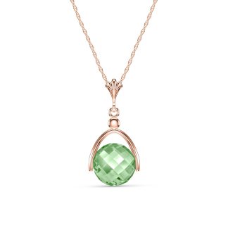 Green Amethyst Adele Dimensional Pendant Necklace in 9ct Rose Gold