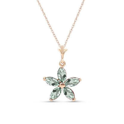 Green Amethyst Antonia Flower Pendant Necklace in 9ct Rose Gold