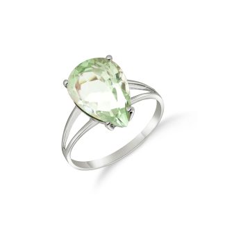 Green Amethyst Audrey Classic Signature Ring in 9ct White Gold