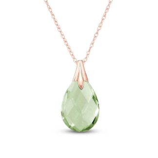 Green Amethyst Beau Drop Pendant Necklace in 9ct Rose Gold