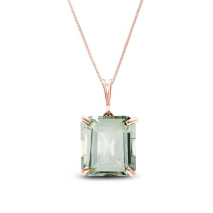 Green Amethyst Ebony Auroral Signature Pendant Necklace in 9ct Rose Gold