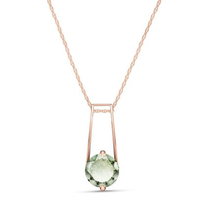 Green Amethyst Freya Contemporary Drop Pendant Necklace in 9ct Rose Gold