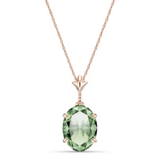 Green Amethyst Lucia Signature Pendant Necklace in 9ct Rose Gold