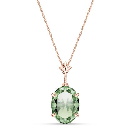 Green Amethyst Lucia Signature Pendant Necklace in 9ct Rose Gold