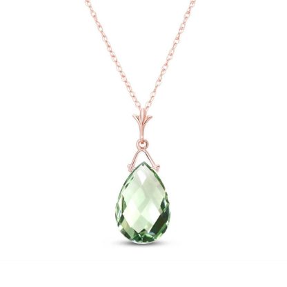 Green Amethyst Madrid Drop Pendant Necklace in 9ct Rose Gold