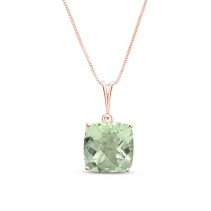 Green Amethyst Riley Rococo Minimalist Pendant Necklace in 9ct Rose Gold