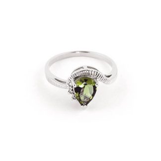 Green Amethyst & Diamond Katrina Belle Abstract Ring in 9ct White Gold