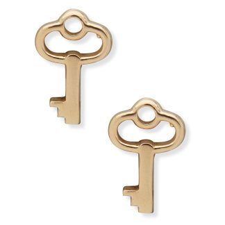 Lauren By Ralph Lauren Sterling Silver Gold Finish Crystal Key Stud Earrings