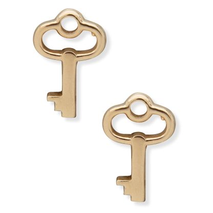 Lauren By Ralph Lauren Sterling Silver Gold Finish Crystal Key Stud Earrings