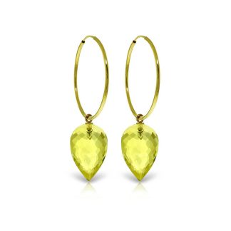 Lemon Quartz Salma Dimensional Hoop Drop Earrings in 9ct Gold