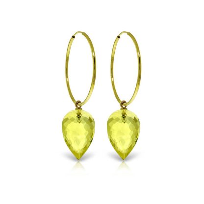 Lemon Quartz Salma Dimensional Hoop Drop Earrings in 9ct Gold