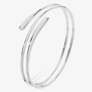 Lucy Quartermaine Silver Coil Drop Crossover Bangle DBG5