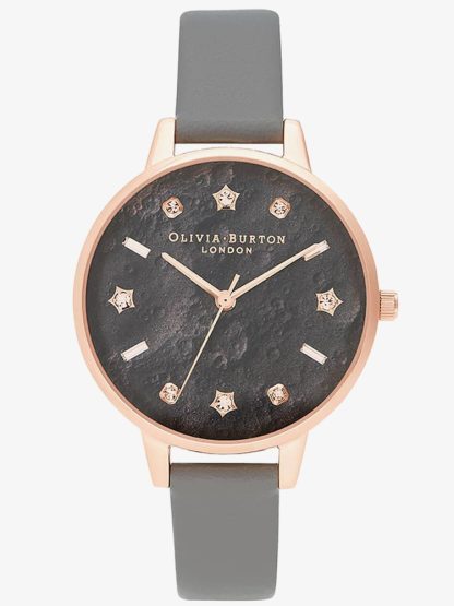 Olivia Burton Celestial Rose Gold and London Grey Strap Watch OB16GD55