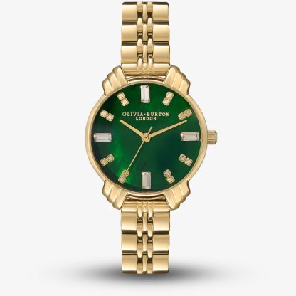 Olivia Burton Ladies Emerald & Gold Watch OB16DC02