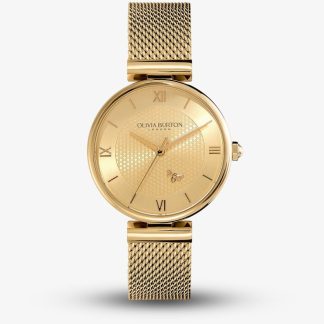 Olivia Burton Ladies Minima Bee Gold Mesh Watch 24000096