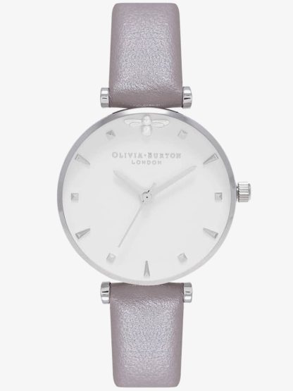 Olivia Burton Queen Bee London Grey Leather Strap Watch OB16AM144