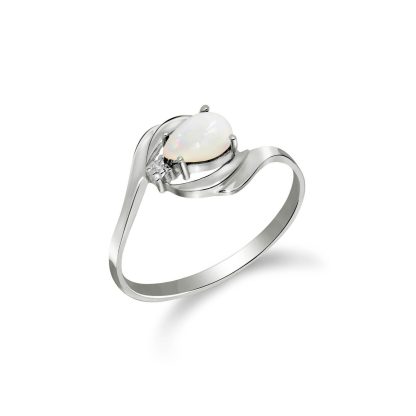 Opal & Diamond Priya Flare Ring in 9ct White Gold