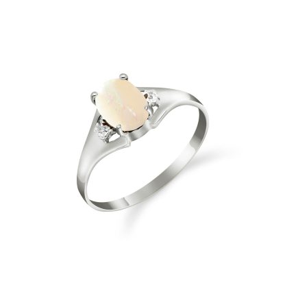 Opal & Diamond Zoe Embellished Solitaire Ring in 9ct White Gold