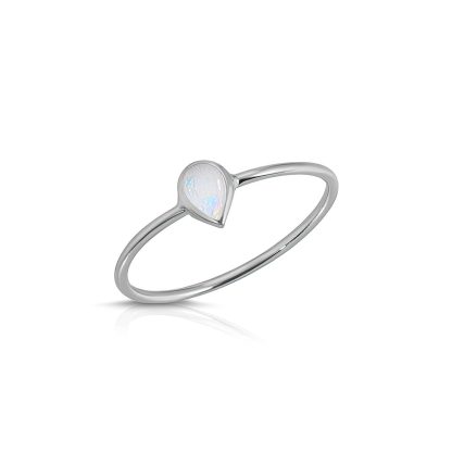 Pear Cut Opal Ring in 9ct White Gold