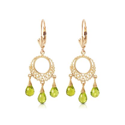 Peridot Art Deco Chandelier Earrings in 9ct Gold