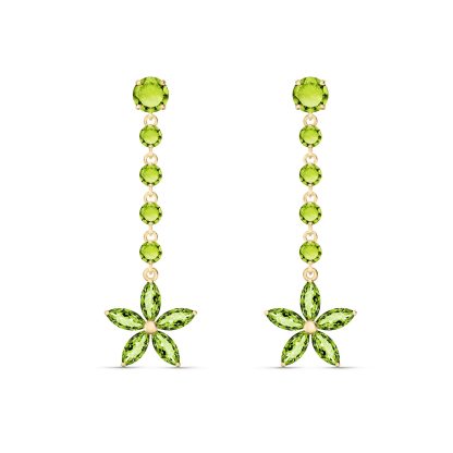 Peridot Florence Daisy Drop Earrings in 9ct Gold