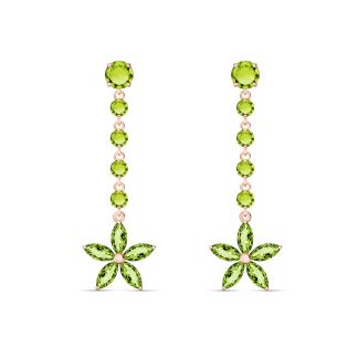 Peridot Florence Daisy Drop Earrings in 9ct Rose Gold