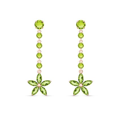 Peridot Florence Daisy Drop Earrings in 9ct Rose Gold