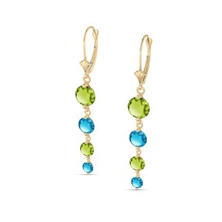 Peridot & Blue Topaz Gianna Vertical Drop Earrings in 9ct Gold