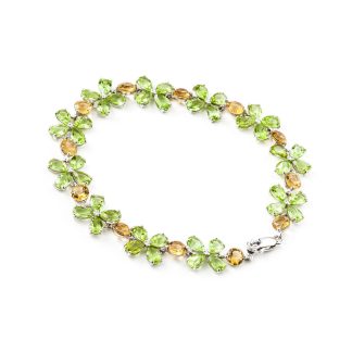 Peridot & Citrine Mariah Signature Blossom Bracelet in 9ct White Gold