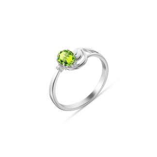 Peridot & Diamond Carina Abstract Ring in 9ct White Gold