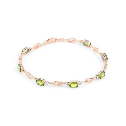 Peridot & Diamond Colette Entwined Tennis Bracelet in 9ct Rose Gold