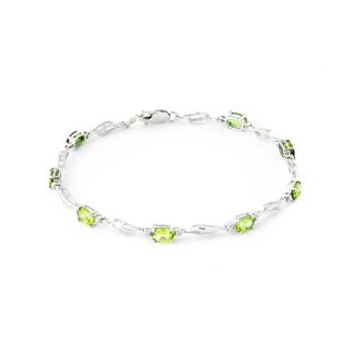 Peridot & Diamond Colette Entwined Tennis Bracelet in 9ct White Gold