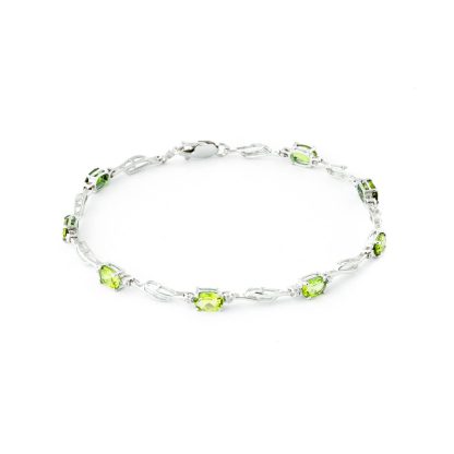 Peridot & Diamond Colette Entwined Tennis Bracelet in 9ct White Gold