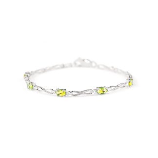 Peridot & Diamond Evert Tennis Bracelet in 9ct White Gold