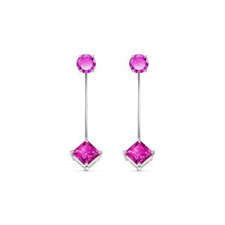 Pink Topaz Bianca Classic Drop Earrings in 9ct White Gold