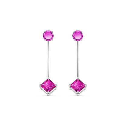 Pink Topaz Bianca Classic Drop Earrings in 9ct White Gold