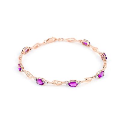 Pink Topaz & Diamond Colette Entwined Tennis Bracelet in 9ct Rose Gold