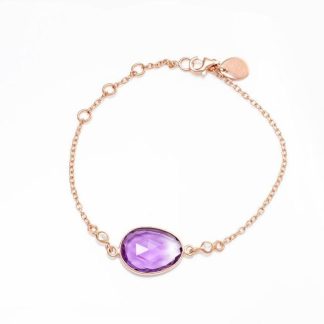 Princess Bracelet/18k Rose Gold with Amethyst & White Topaz