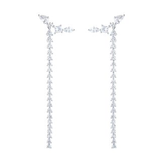 Riveret 18ct White Gold 1.50cttw Mixed Cut Diamond Climber Drop Earrings