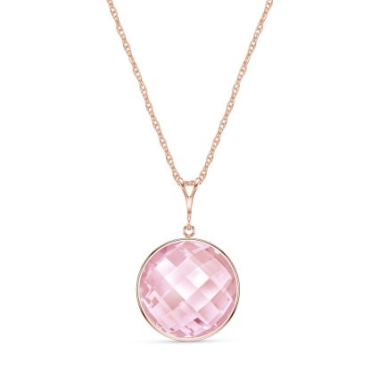 Rose Quartz Blythe Dimensional Pendant Necklace in 9ct Rose Gold