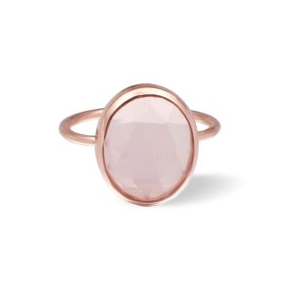 Rose Quartz Statement Ring/18k Rose Gold & Crystal Rose Quartz