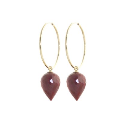 Ruby Salma Dimensional Hoop Drop Earrings in 9ct Gold