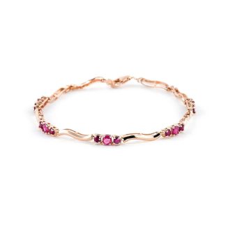 Ruby & Diamond Elsa Trinity Wave Tennis Bracelet in 9ct Rose Gold