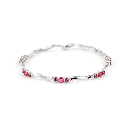 Ruby & Diamond Elsa Trinity Wave Tennis Bracelet in 9ct White Gold