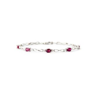 Ruby & Diamond Evert Tennis Bracelet in 9ct White Gold