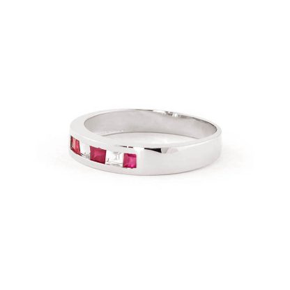 Ruby & White Topaz Annalise Classic Mosaic Ring in 9ct White Gold