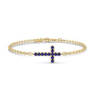 Sapphire Minerva Contemporary Cross Bracelet in 9ct Gold