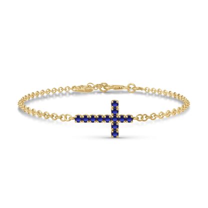 Sapphire Minerva Contemporary Cross Bracelet in 9ct Gold